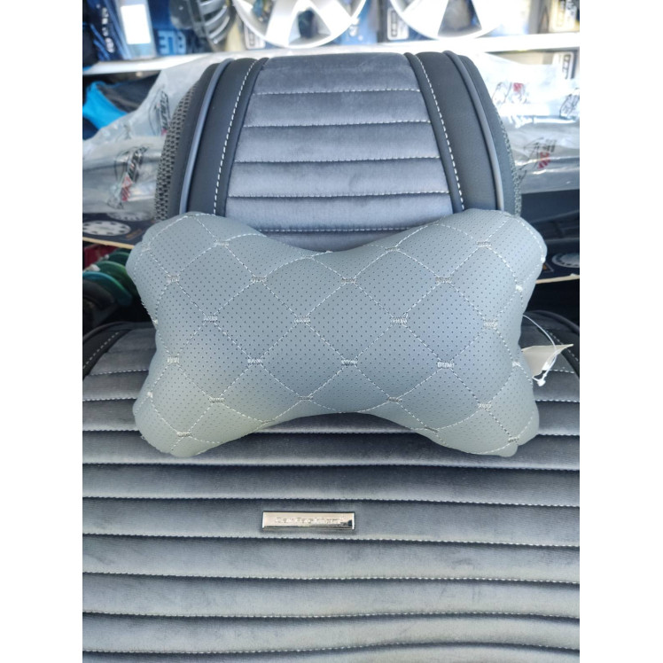 Подушка під голову Status Case РОМБ ШКІРА сірий