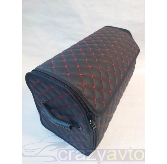 Органайзер саквояж в багажник AvtoBag 50/30/30  черный/красная нитка молния