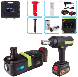 Домкрат автомобильный электрогидравлический Vitol 2т HF053 + гайковерт 420Nm с 2-мя аккумулят 21В