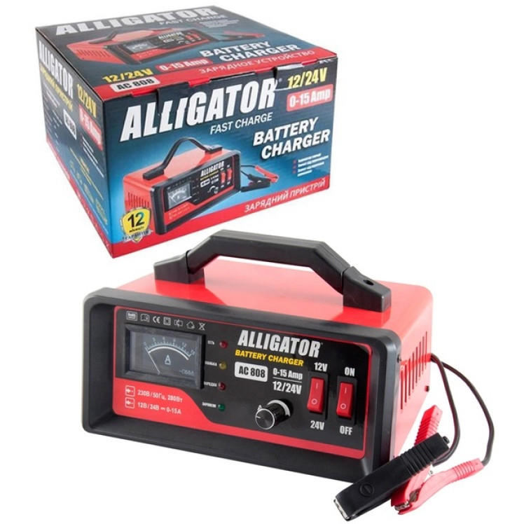 Зарядний пристрій 15A/12V/24V ALLIGATOR AC808