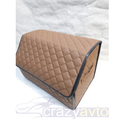 Органайзер саквояж в багажник CrazyBag 50/30/30 светло коричневый/ кор нитка липучка