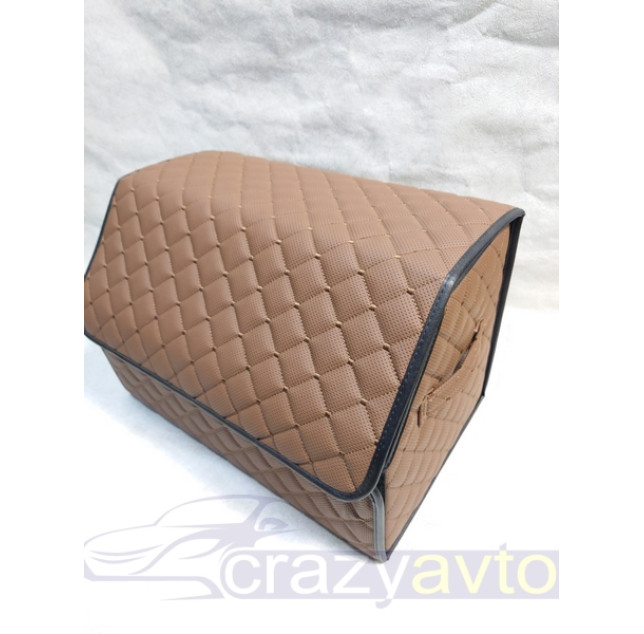 Органайзер саквояж в багажник CrazyBag 50/30/30 светло коричневый/ кор нитка липучка